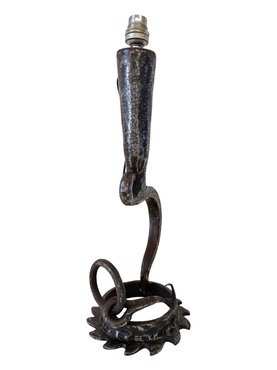 Brutalist Wrought-iron Table Lamp, France, 1960s–70s-photo-4