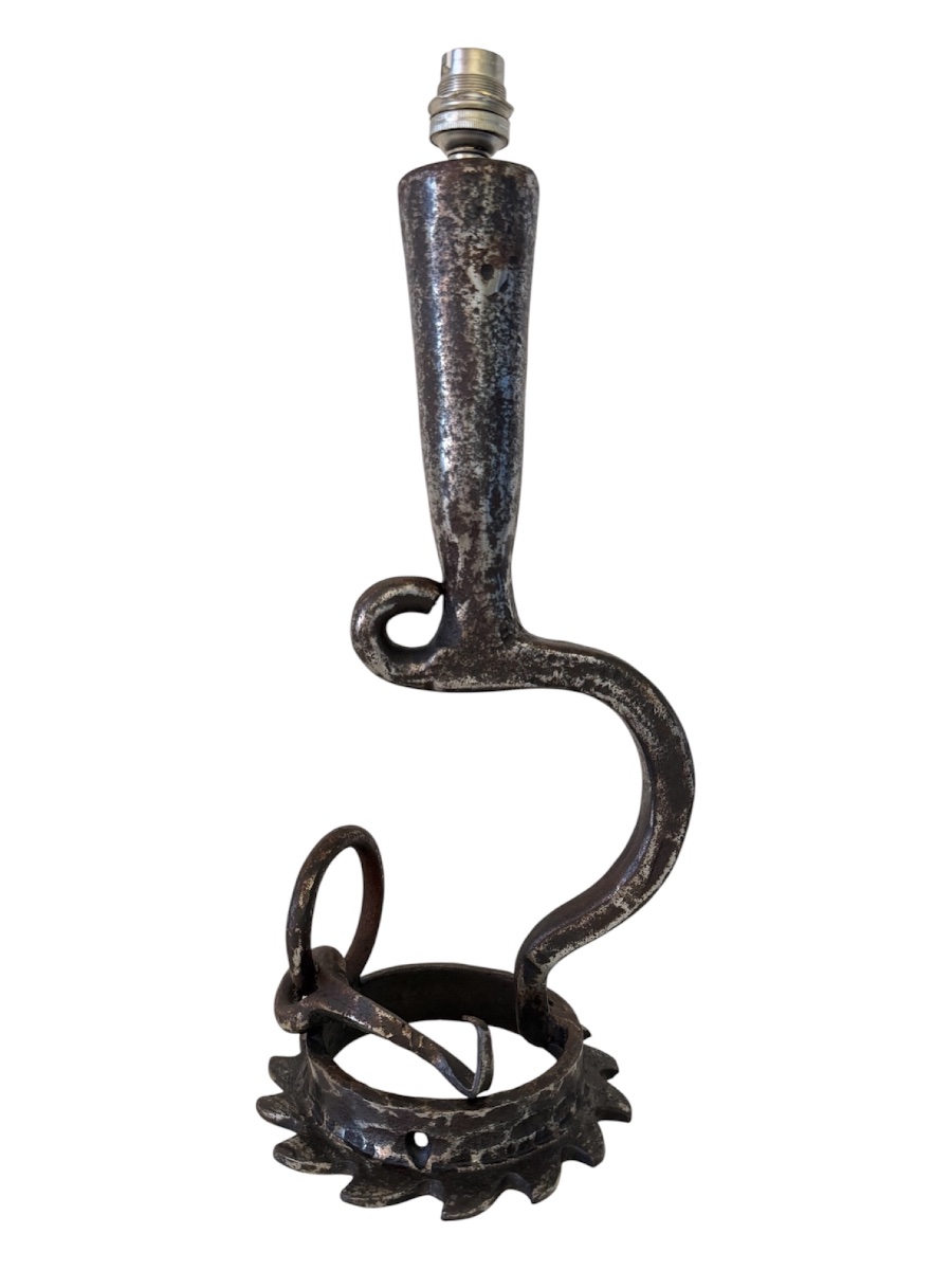 Brutalist Wrought-iron Table Lamp, France, 1960s–70s