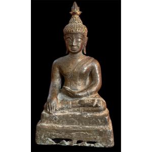 Statue ancienne de Bouddha en bronze – 25 cm – Art d’Asie du Sud-Est