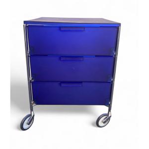 Kartell – Caisson de rangement “Mobil” 3 tiroirs, bleu cobalt, 1993 Design