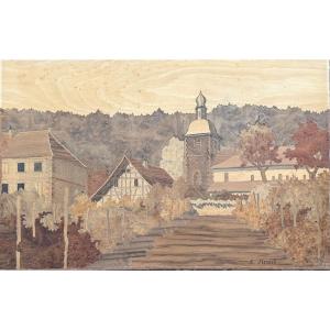 Lucien Straub (b. 1910) - View Of An Alsatian Village