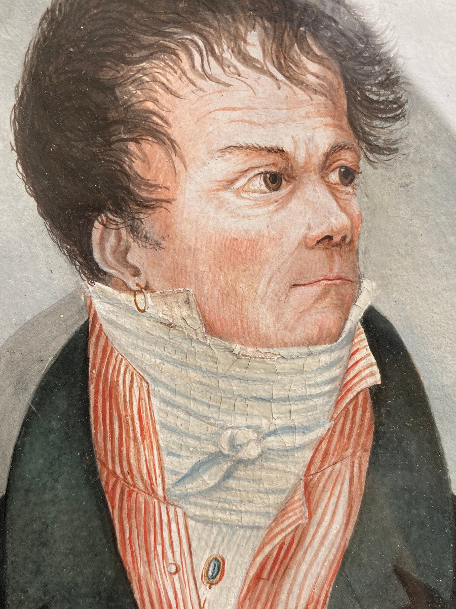Man With Earring Decorated With The Legion Of Honor Circa 1815/1820-photo-3