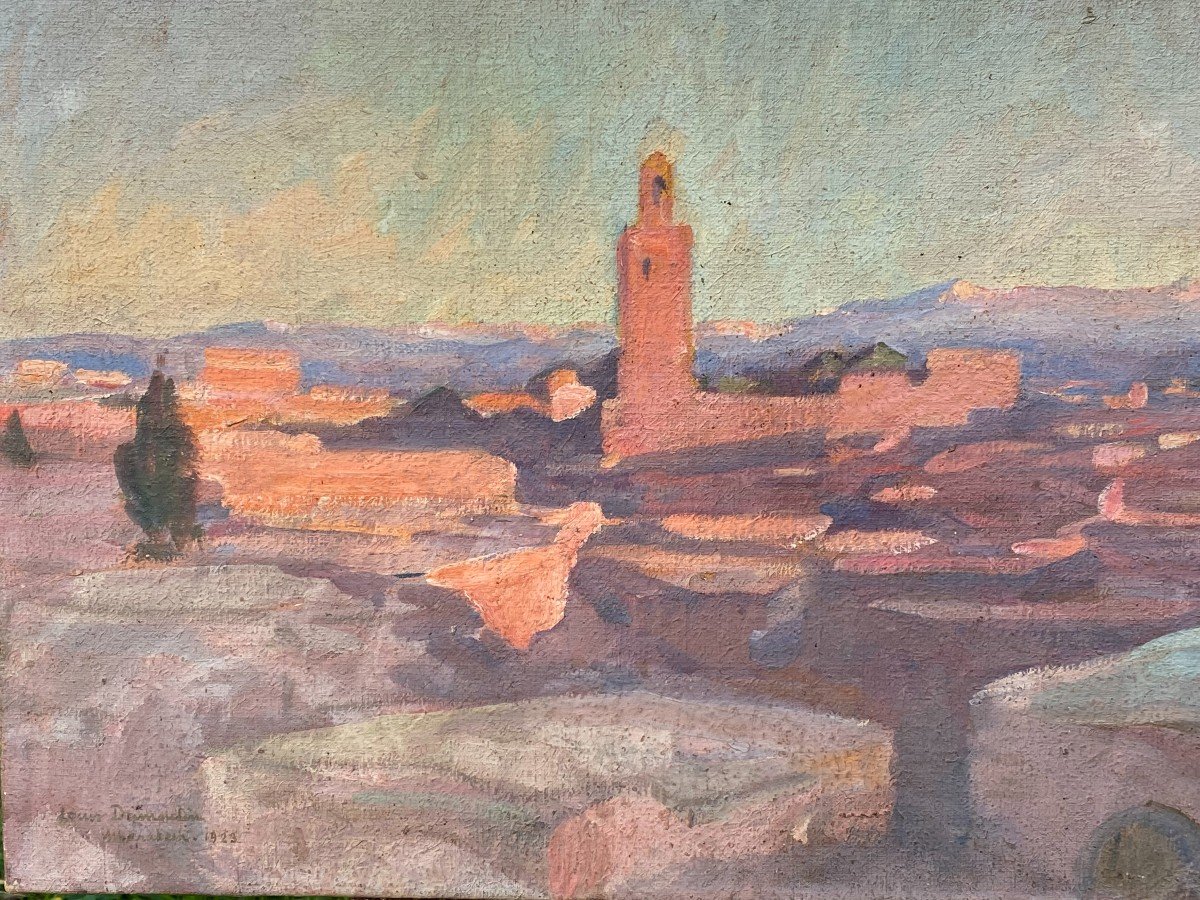 Louis Dumoulin (1860-1924)  Panorama de Marrakech. 1923-photo-1