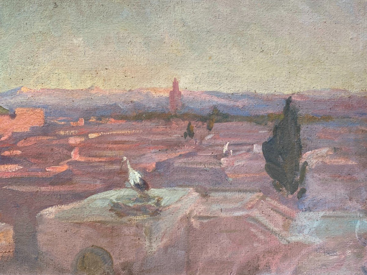 Louis Dumoulin (1860-1924)  Panorama de Marrakech. 1923-photo-2
