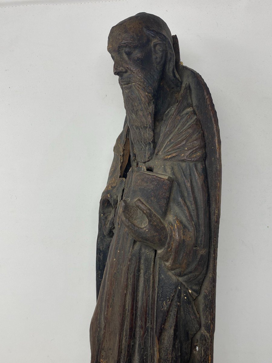 Saint Antoine. Sculpture En Bois. Espagne. XV ème Siècle -photo-4