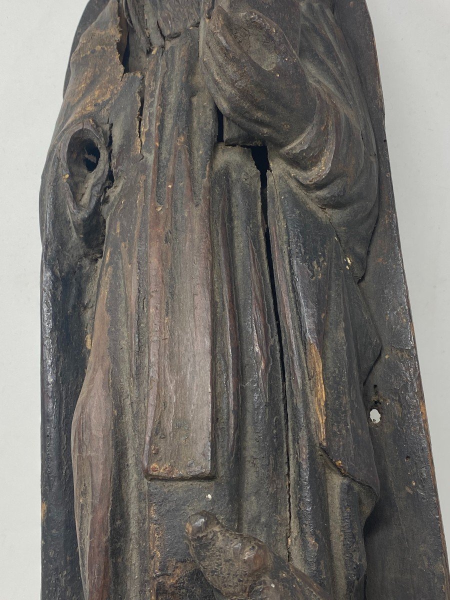 Saint Anthony. Wooden Carving. Spain. XV Th Century-photo-2