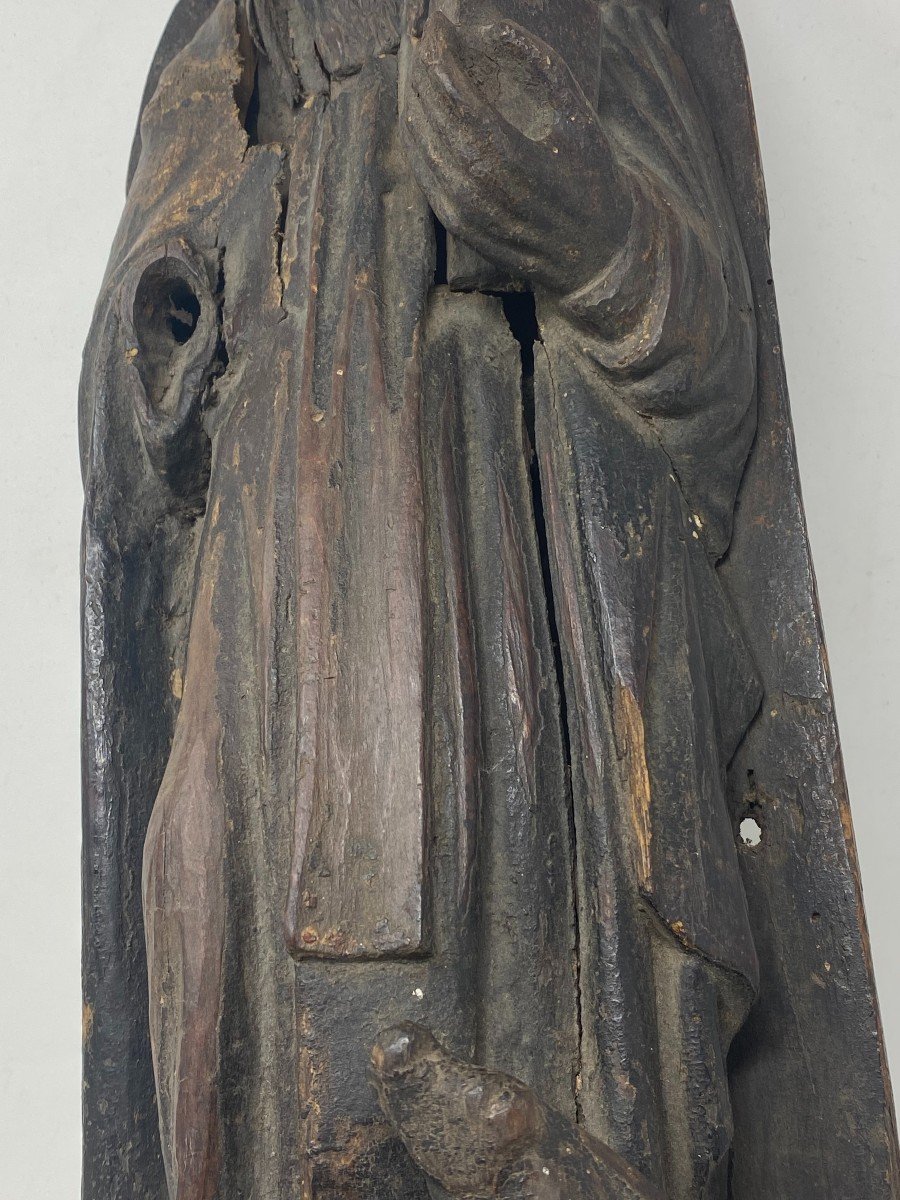 Saint Antoine. Sculpture En Bois. Espagne. XV ème Siècle -photo-2