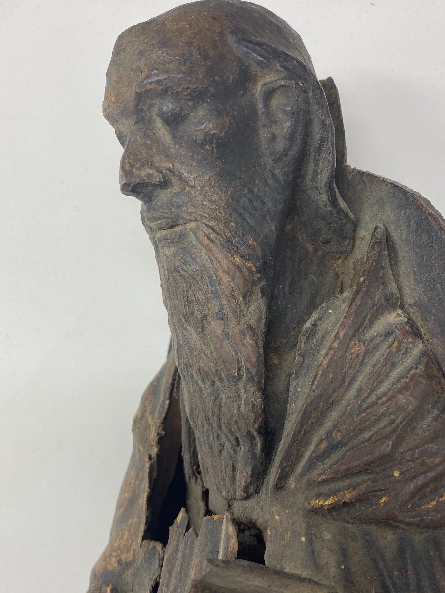 Saint Anthony. Wooden Carving. Spain. XV Th Century-photo-7