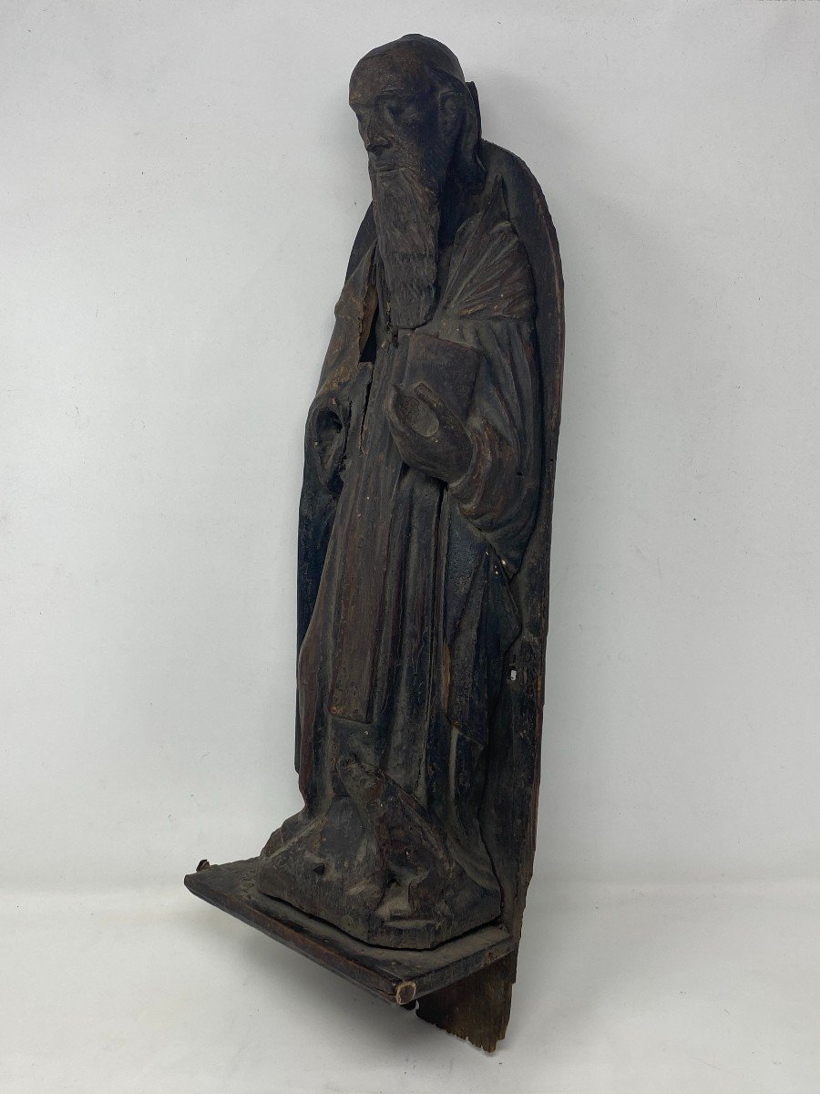 Saint Antoine. Sculpture En Bois. Espagne. XV ème Siècle -photo-8