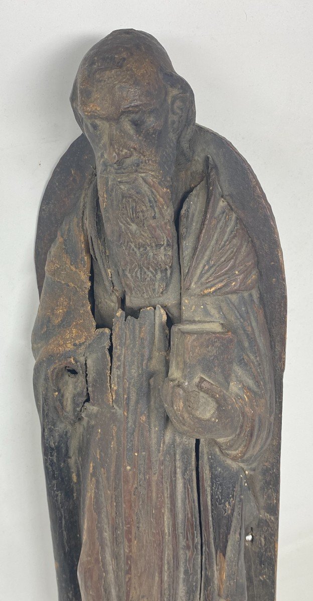 Saint Antoine. Sculpture En Bois. Espagne. XV ème Siècle 