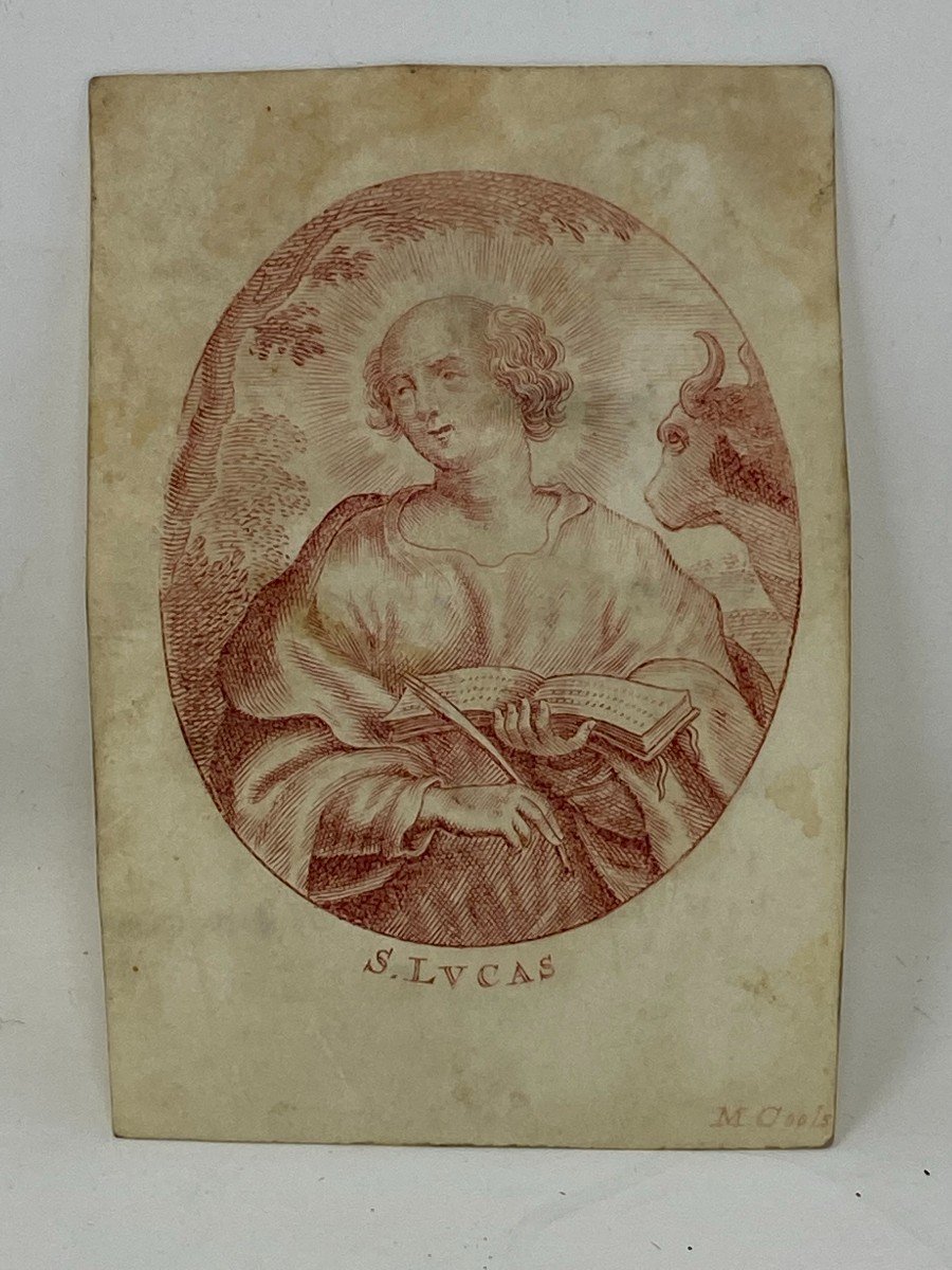 Devotional Image On Vellum & Saint Lucas & XVIIIth Century-photo-3