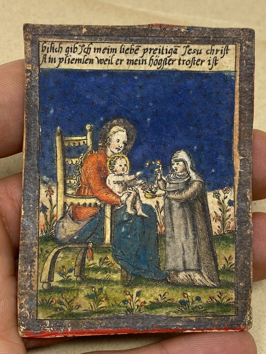 Image De Dévotion Sur Vélin Issue d'Un Recueil De Psaumes. XVI ème Siècle -photo-3