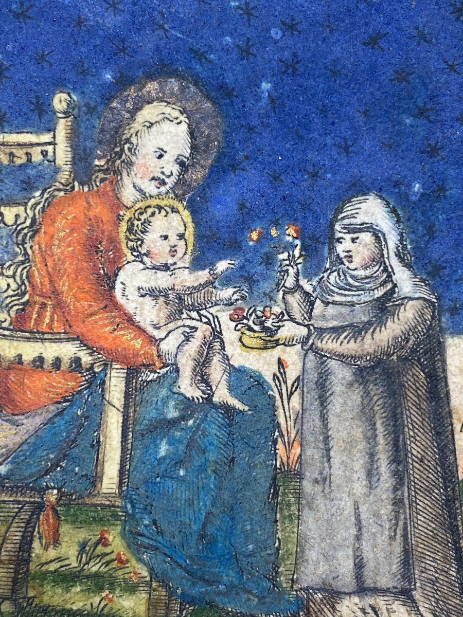 Image De Dévotion Sur Vélin Issue d'Un Recueil De Psaumes. XVI ème Siècle -photo-4