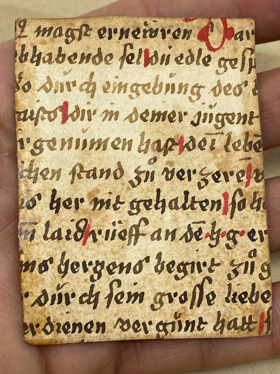 Image De Dévotion Sur Vélin Issue d'Un Recueil De Psaumes. XVI ème Siècle -photo-1