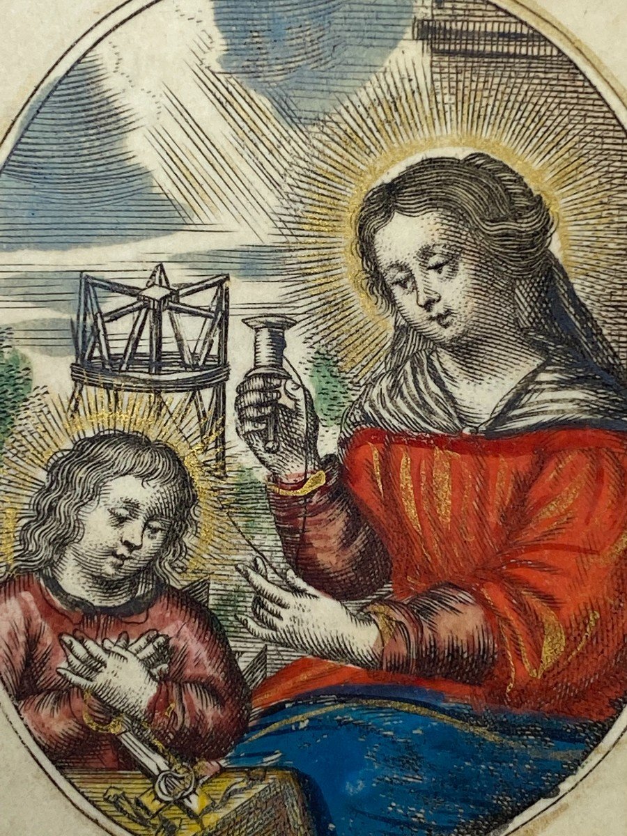 Image De Dévotion d'Anvers Sur Vélin Gravée Par Cornelius Galle Le Jeune ( 1615-1678)