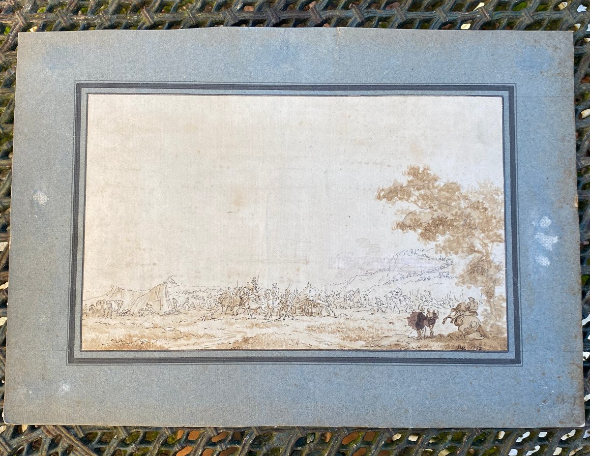 Military Camp & Study & Drawing & Pen And Black Ink, Brown Wash Dated 1782-photo-2