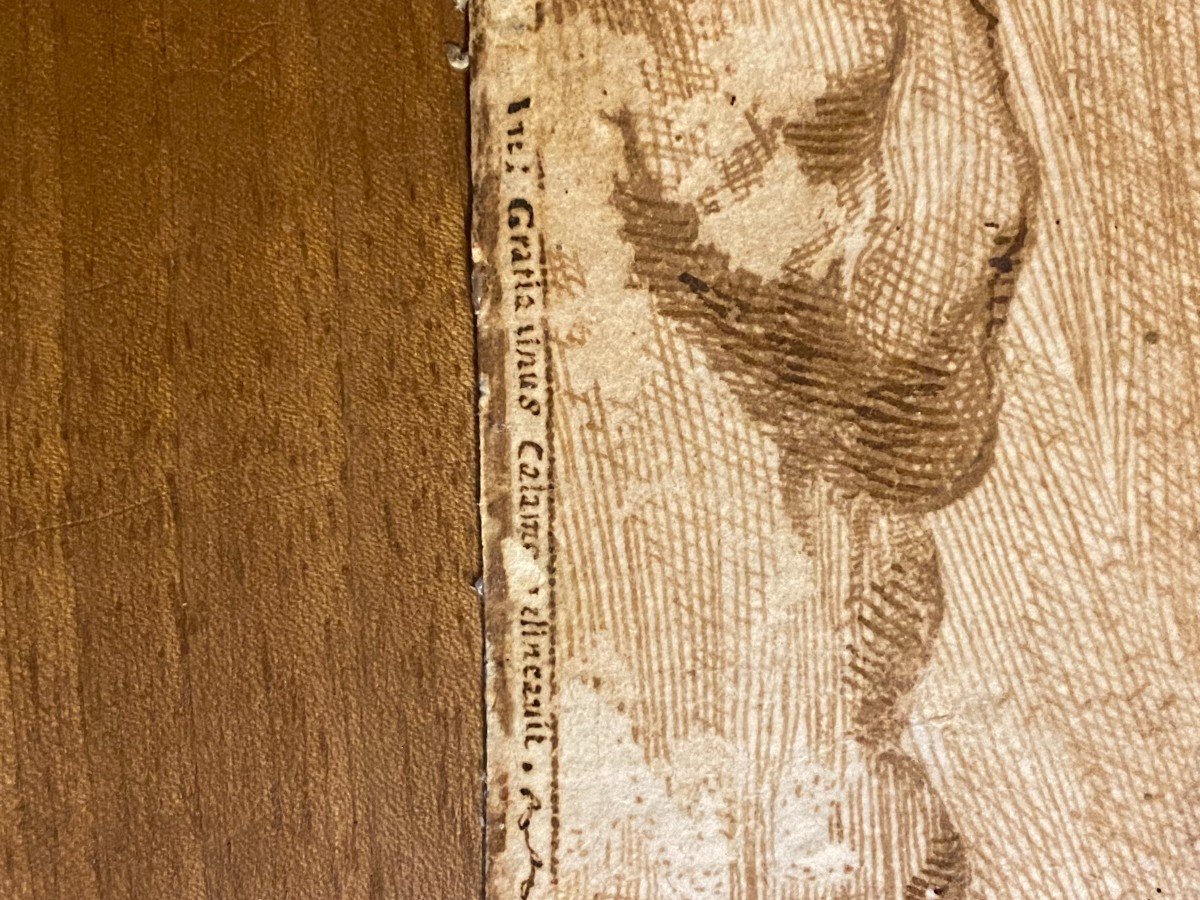 Golgotha & Dessin & Importante Feuille & Plume Et Encre Brune & XVII ème Siècle-photo-1