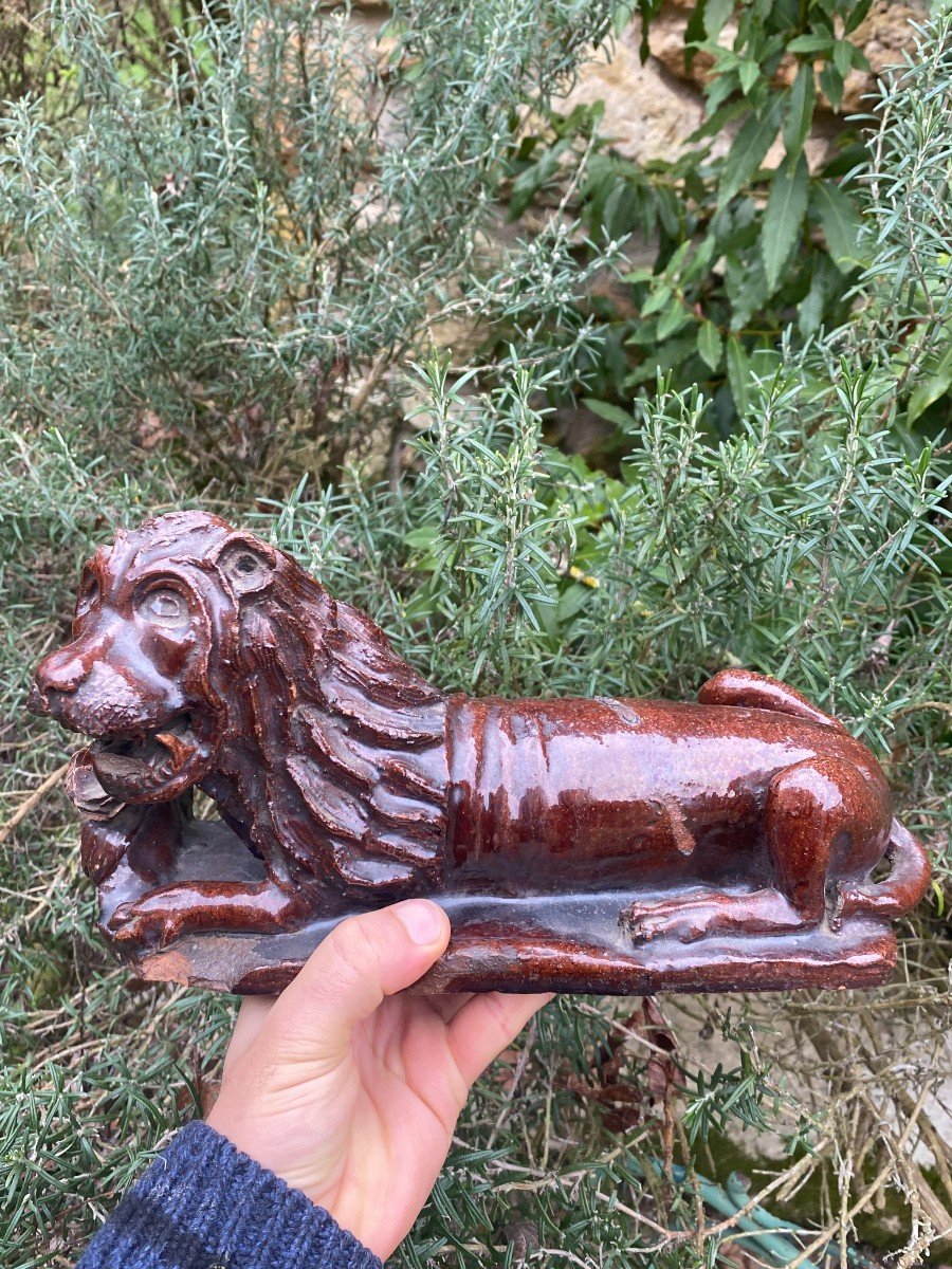 Lion En Terre Cuite, Nord De l'Europe , XVI ème Siècle -photo-3