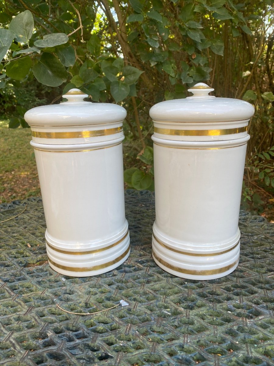 Pair Of Pharmacy & Porcelain Pots Late 19th Century-photo-4