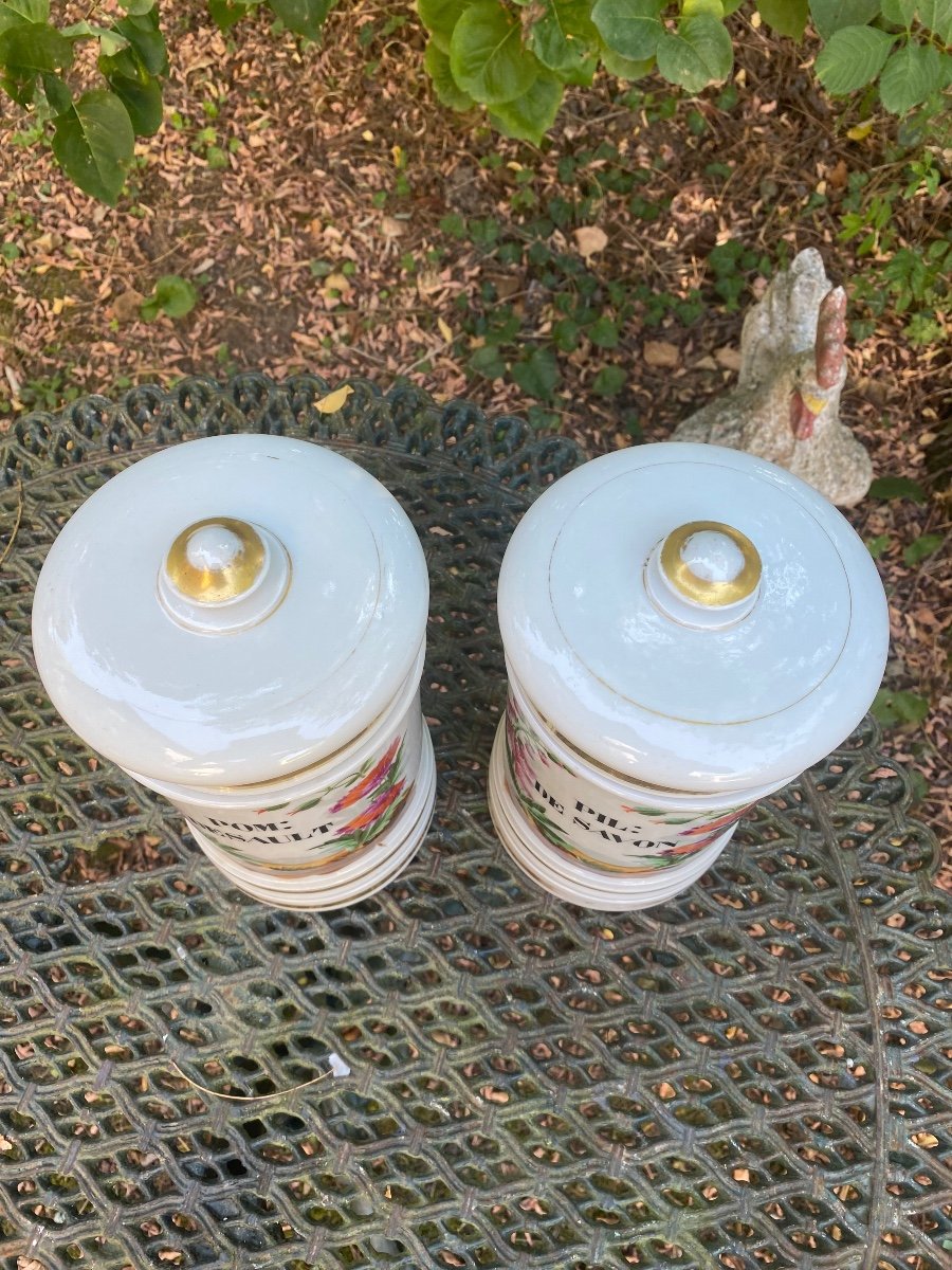 Pair Of Pharmacy & Porcelain Pots Late 19th Century-photo-5