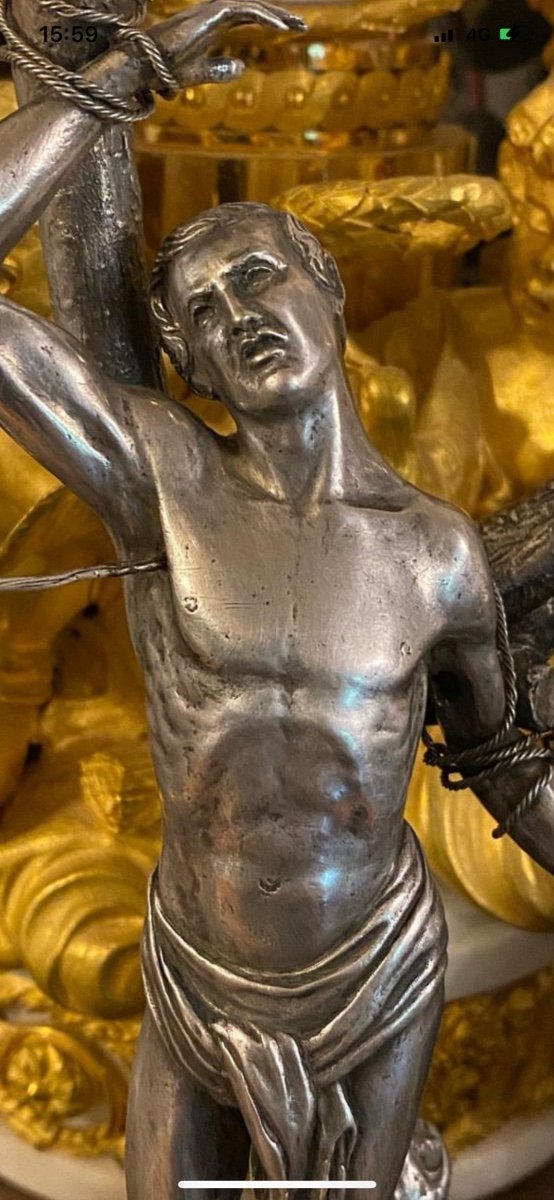 Statuette Figurant Saint Sébastien En Argent 