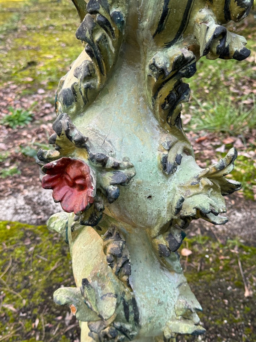 Paire De Colonnes Salomoniques En Bois , 18 Eme Siècle -photo-4