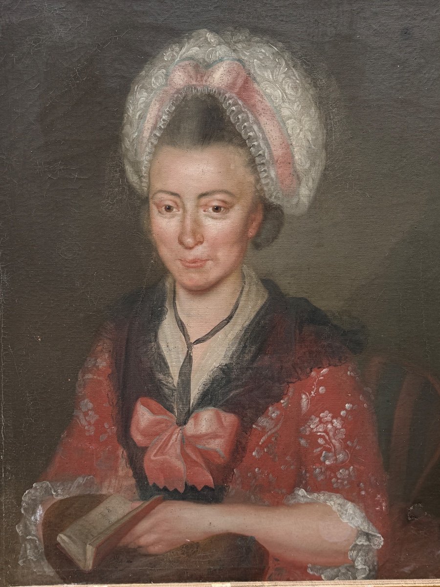 Portrait De Dame D’epoque Louis XVI & Huile Sur Toile 