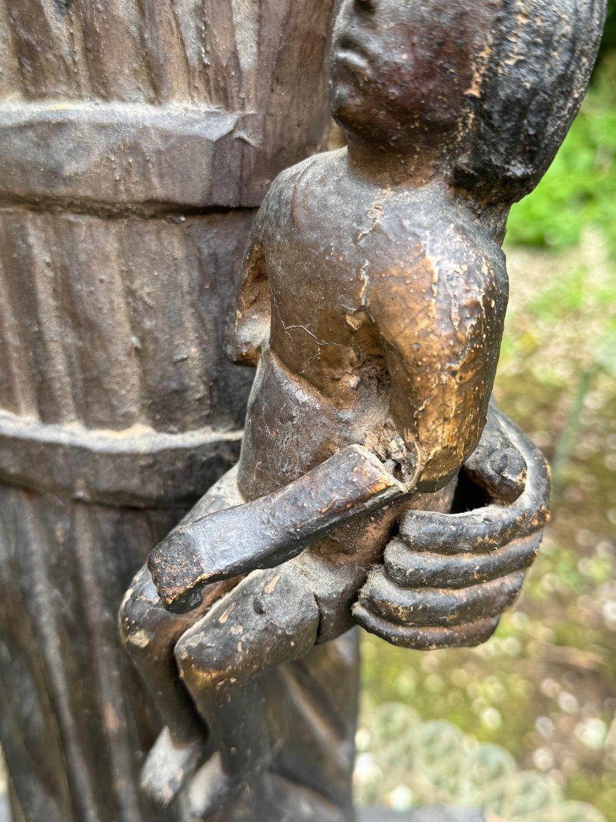 Statue De La Vierge à L’enfant ,  Art populaire , Aveyron , 18 Eme Siècle -photo-1