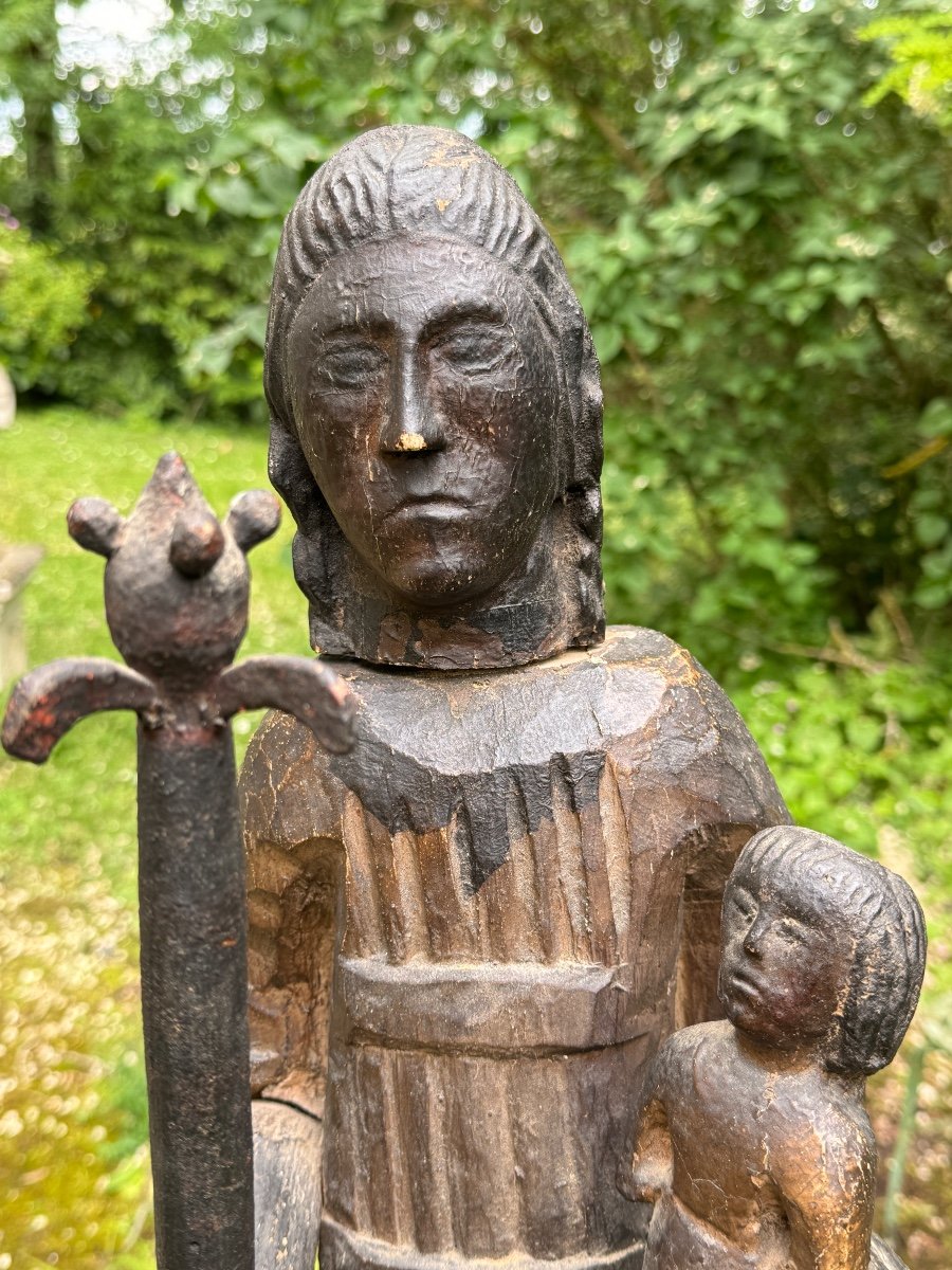 Statue Of The Virgin And Child, Popular Art, Aveyron, 18th Century -photo-2