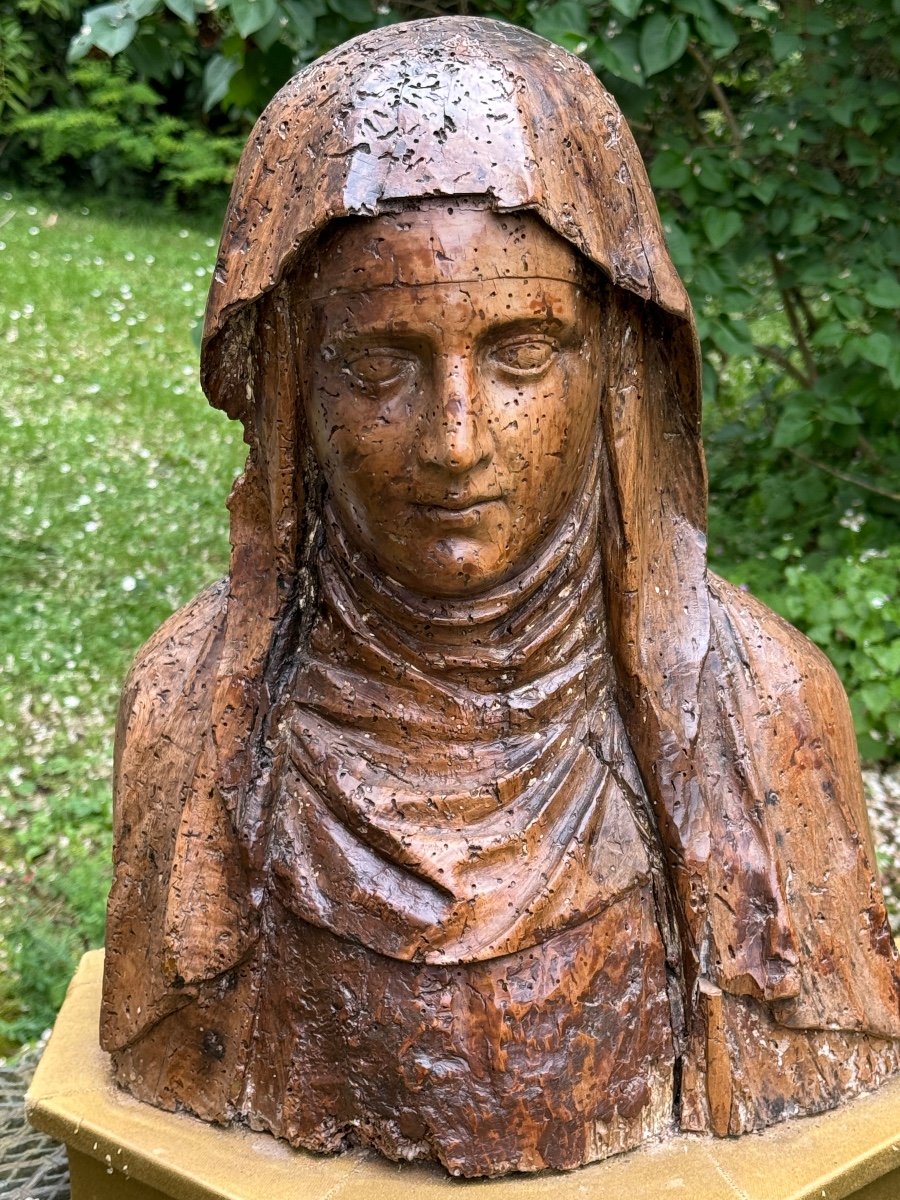 Bust Of Saint, Wooden Sculpture From 17th Century -photo-2