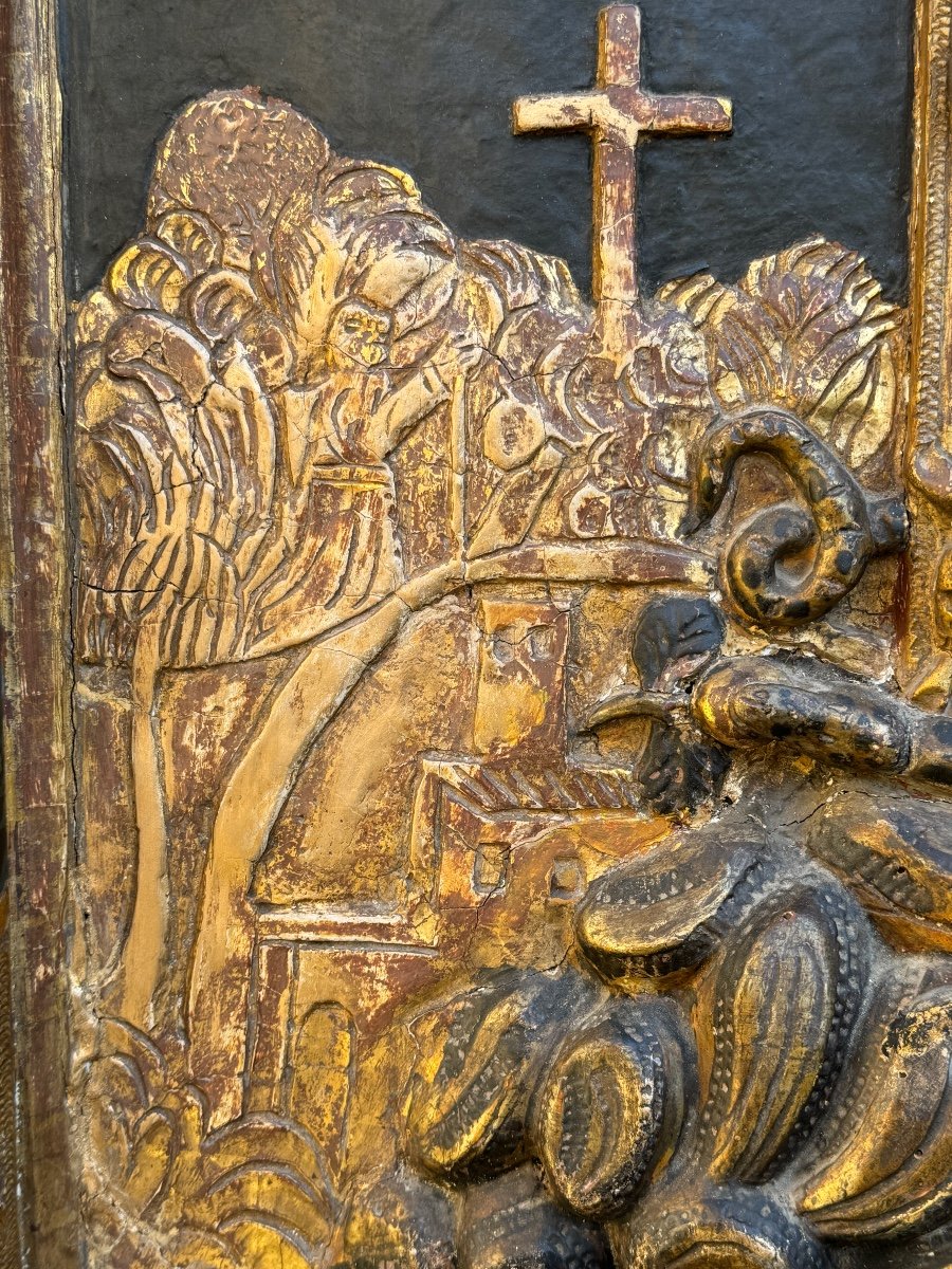 Crucifixion At Mount Golgotha & Important Bas Relief & Louis XIV Period-photo-4