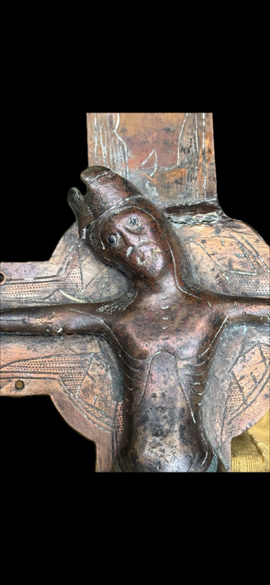 Crucifix  en cuivre et émaux - Limoges - Vers 1300-photo-2