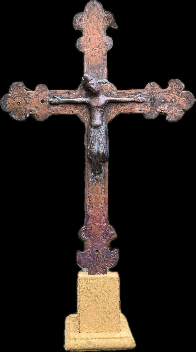 Crucifix  en cuivre et émaux - Limoges - Vers 1300-photo-4