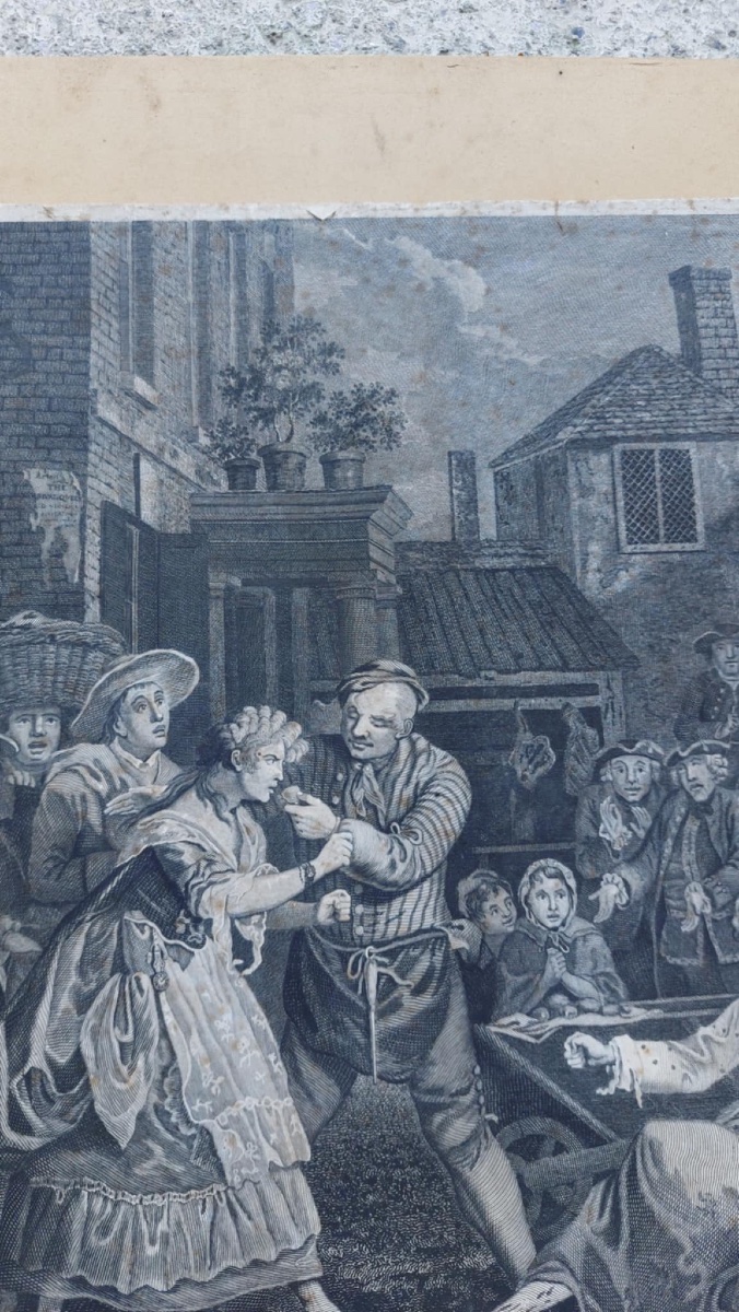 “the Female Bruisers” — Engraving By John Goldar, 18th Century English Satire-photo-2