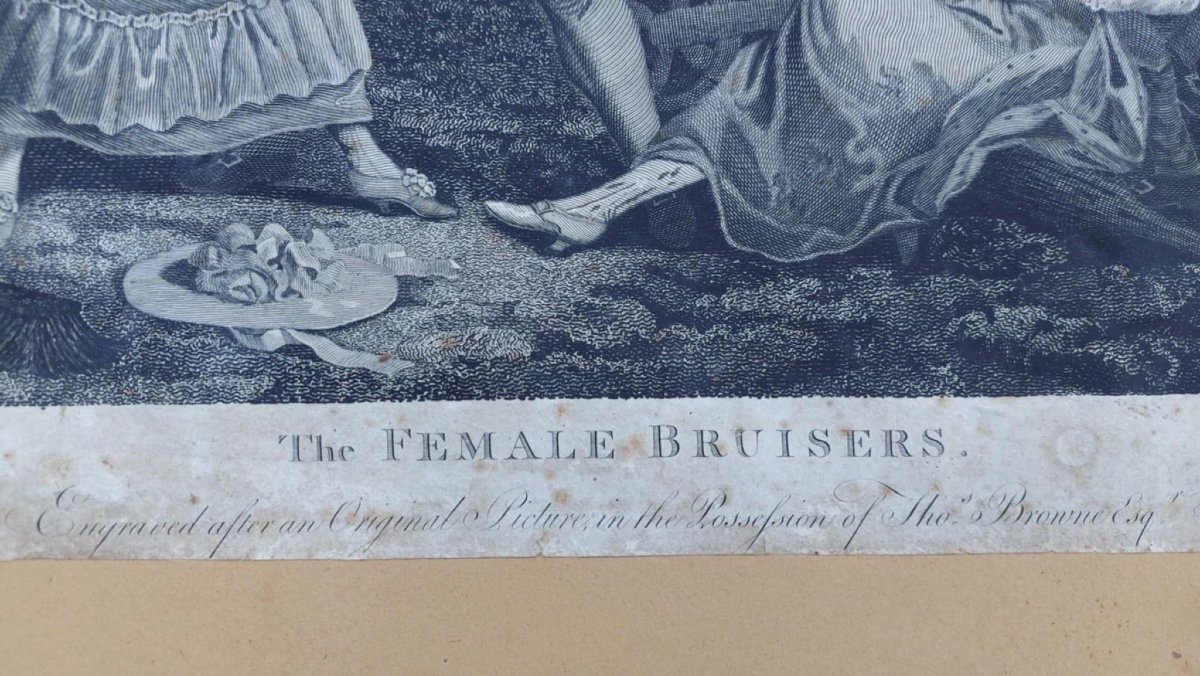 “the Female Bruisers” — Engraving By John Goldar, 18th Century English Satire-photo-2