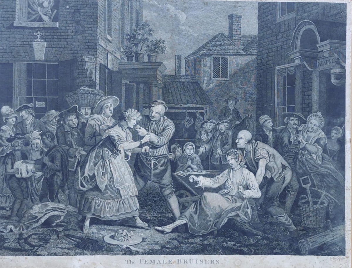 “the Female Bruisers” — Engraving By John Goldar, 18th Century English Satire