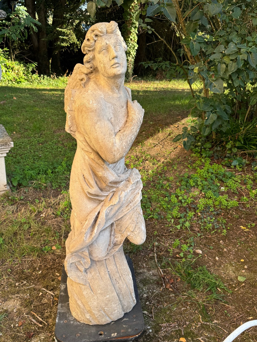 Kneeling Limestone Angel, France, 17th Century-photo-4