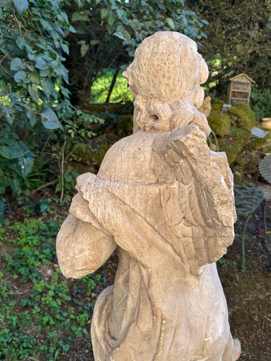 Kneeling Limestone Angel, France, 17th Century-photo-1