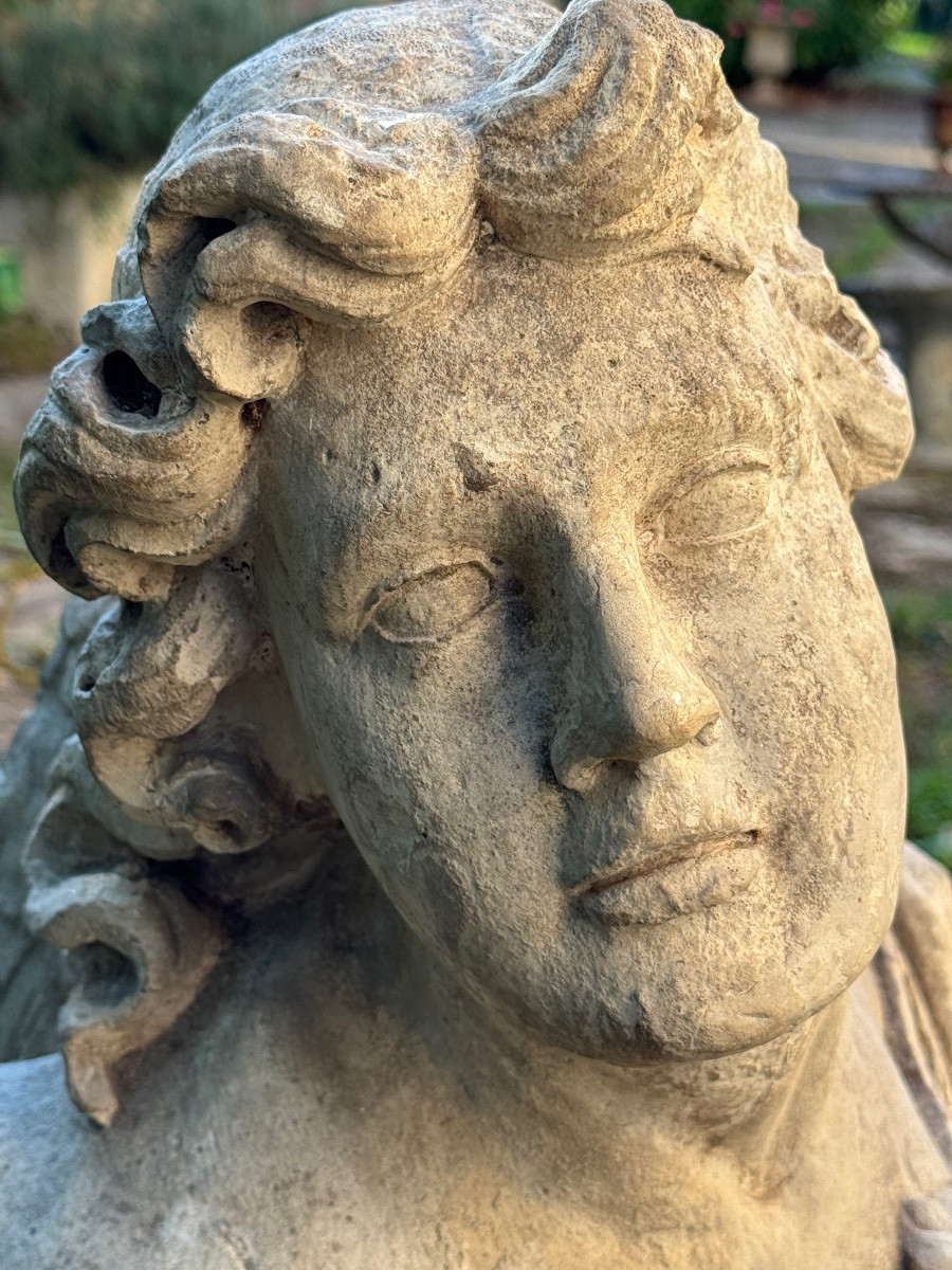 Kneeling Limestone Angel, France, 17th Century-photo-3