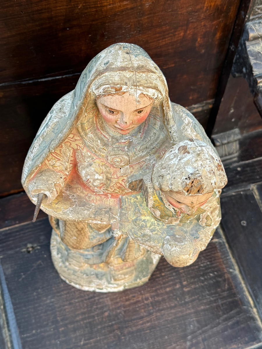 Virgin And Child In Polychrome Wood - France - 16th Century -photo-3