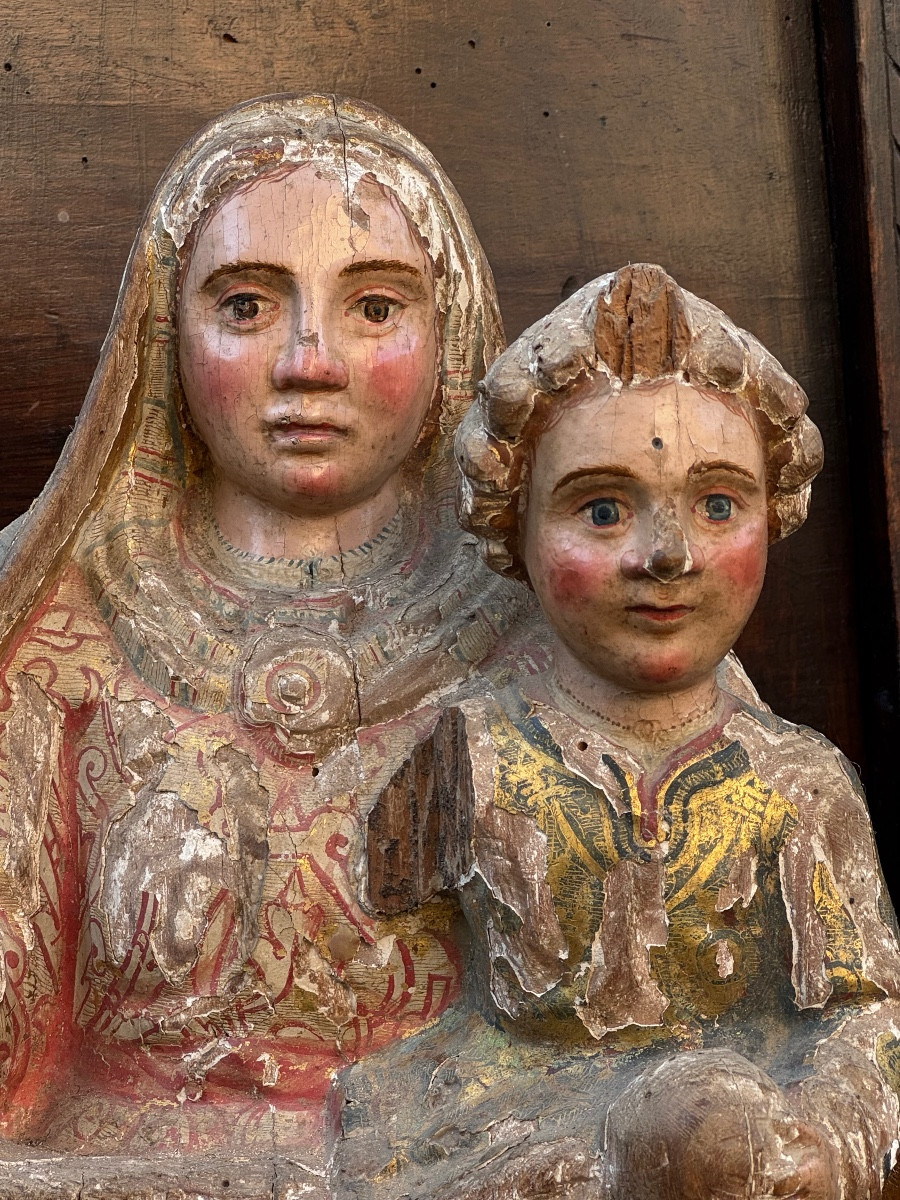 Virgin And Child In Polychrome Wood - France - 16th Century 