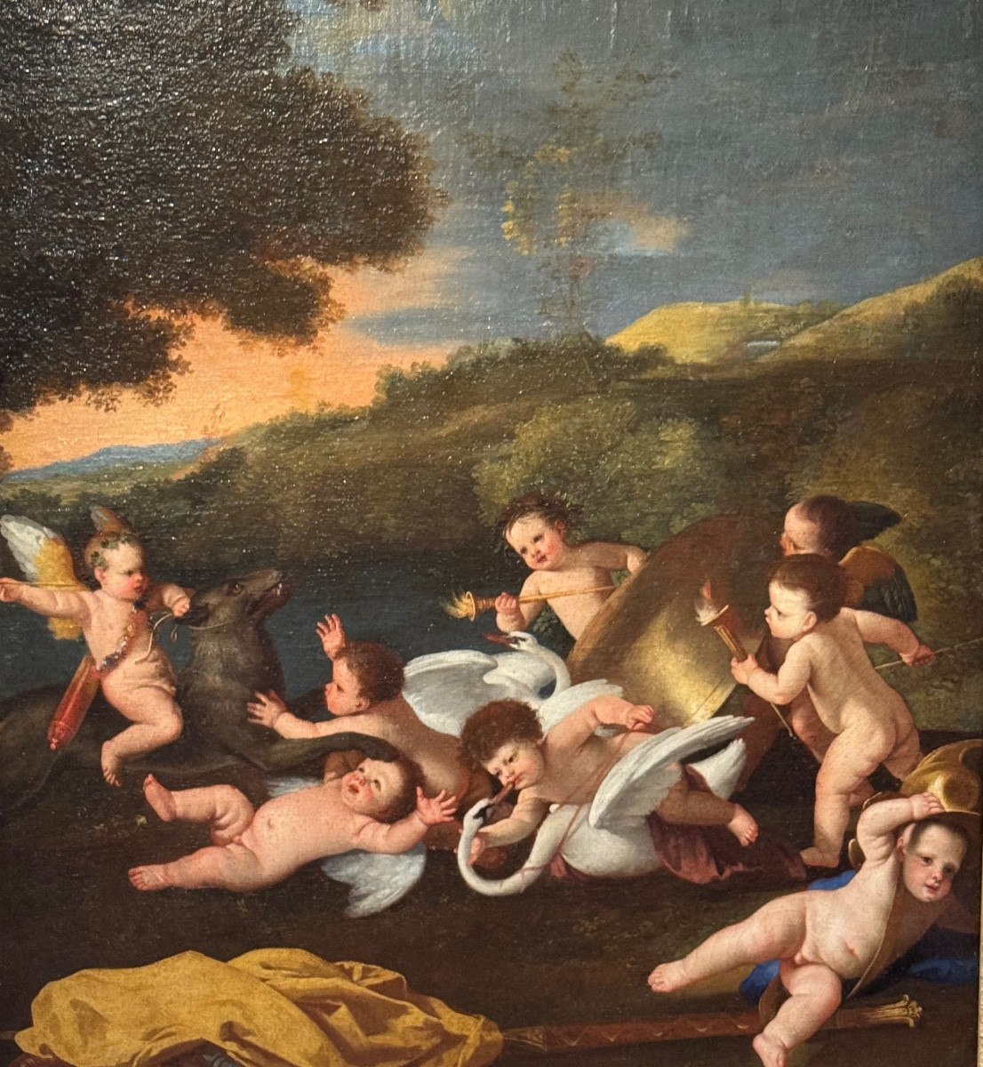 Putti jouant avec les armes de Mars 