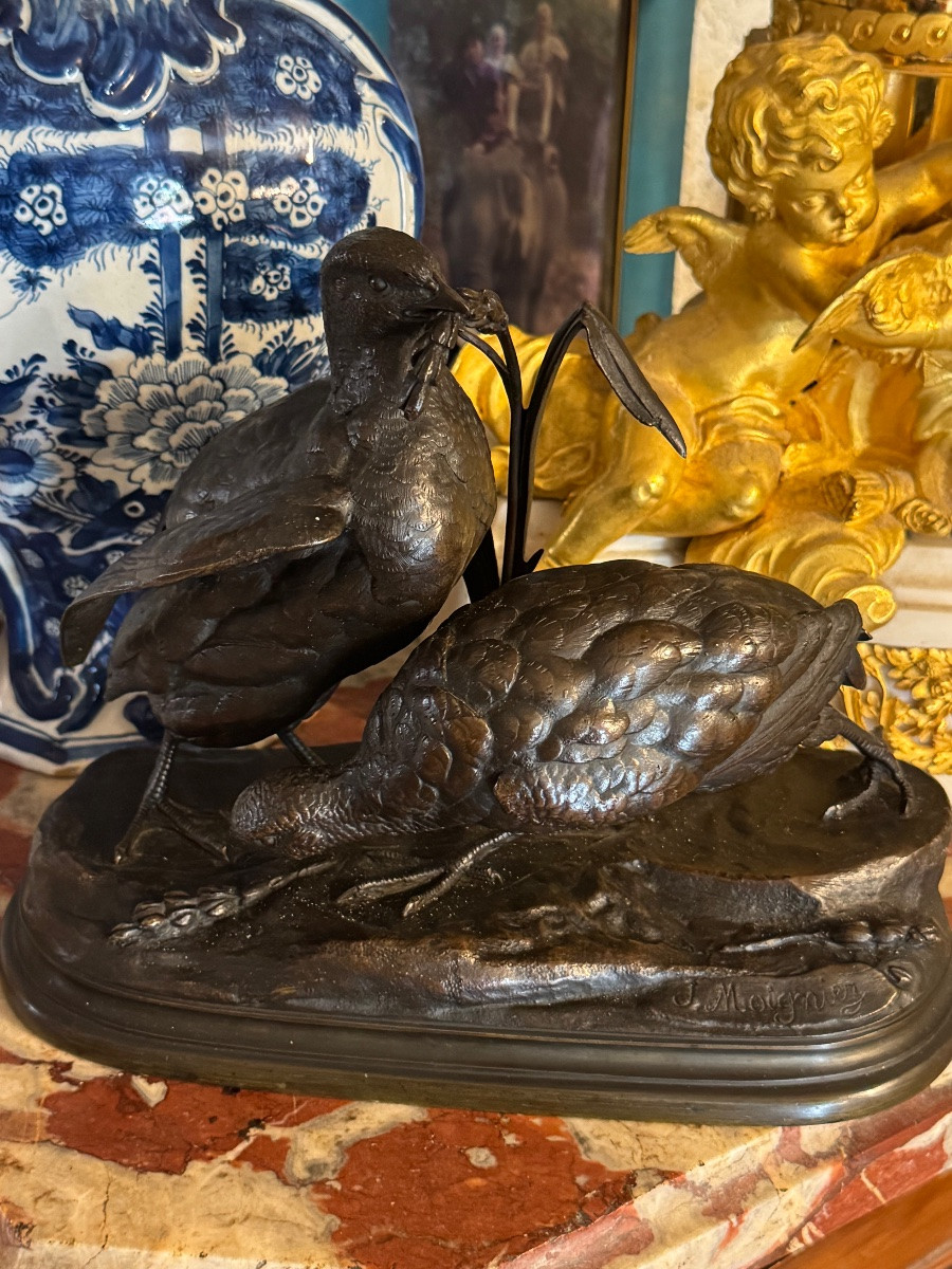 Groupe de perdrix en bronze -photo-3