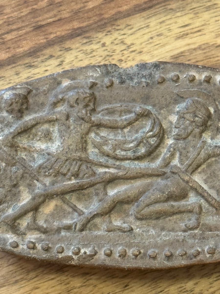 Roman Terracotta Oil Lamp, Elongated “navette” Shape-photo-2