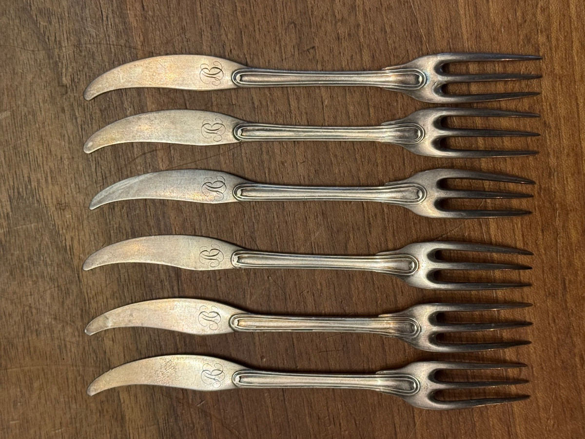 Suite de six fourchettes à huîtres en argent – Paris, 1789-1792-photo-3