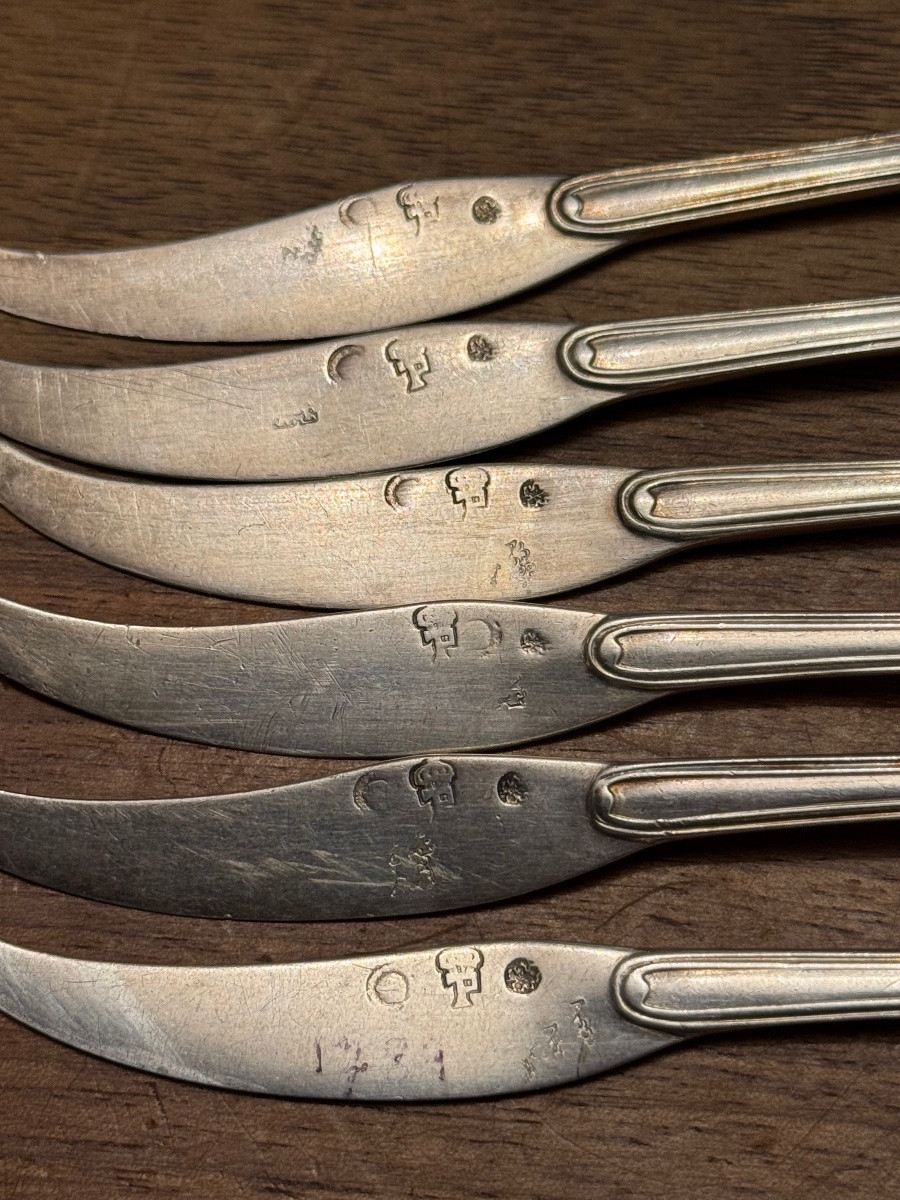 Suite de six fourchettes à huîtres en argent – Paris, 1789-1792-photo-4