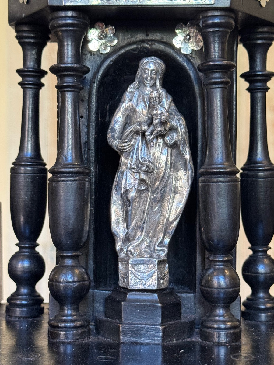 Altar Crucifix In Ebony And Solid Silver-photo-4