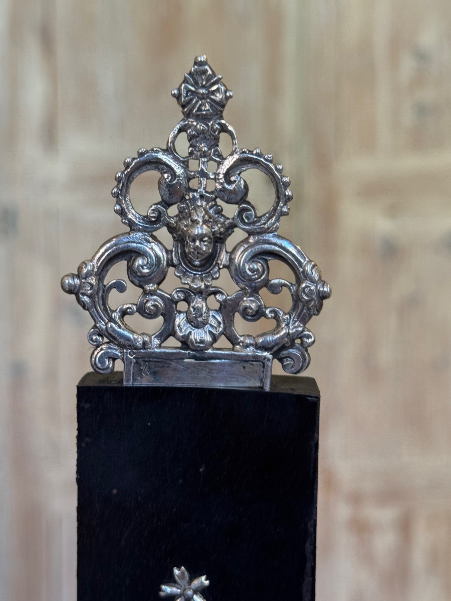 Altar Crucifix In Ebony And Solid Silver-photo-3