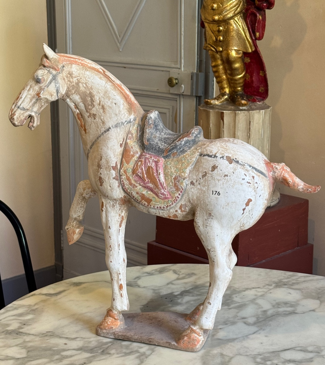 CHEVAL EN TERRE CUITE POLYCHROME - CHINE - ÉPOQUE TANG