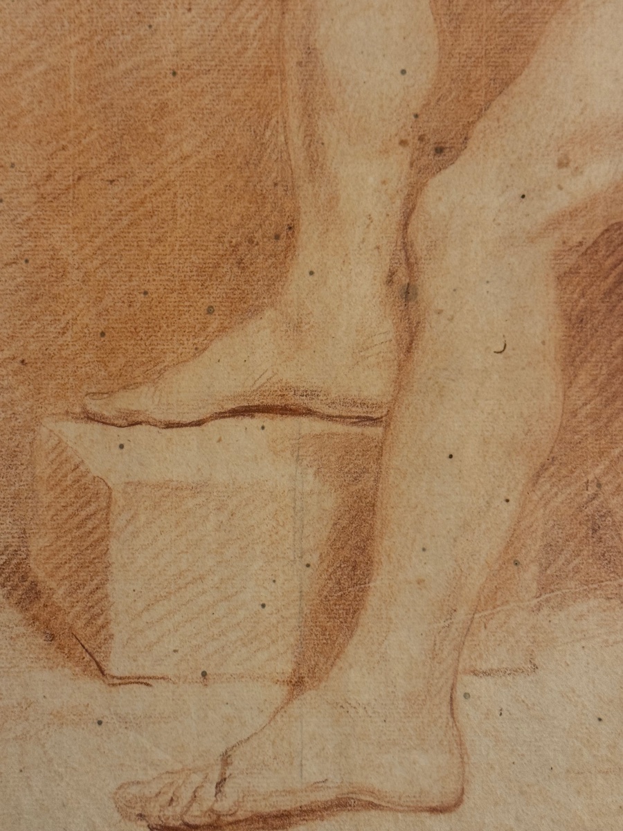 Académie de nu masculin – Sanguine du XVIIIe siècle-photo-5